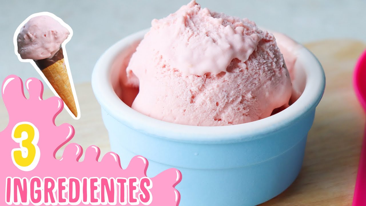 helado con fruta congelada y leche