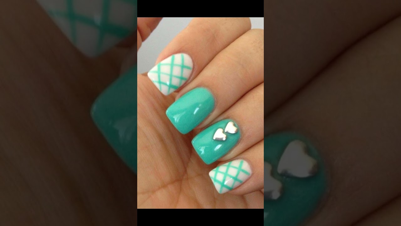 manicura francesa verde agua