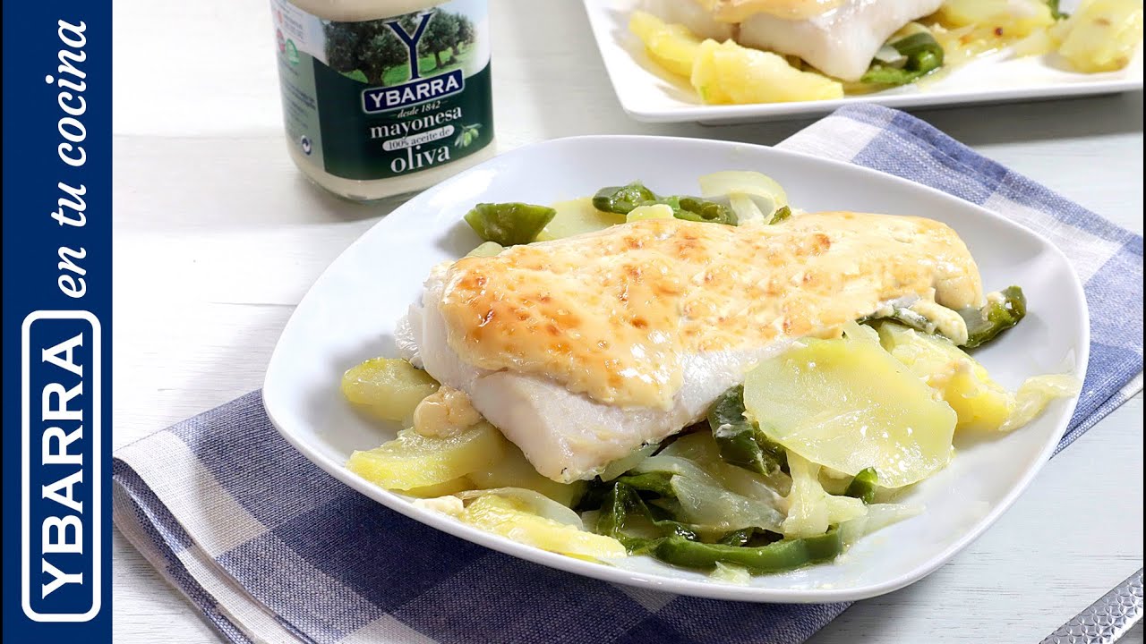merluza rellena con costra de mayonesa