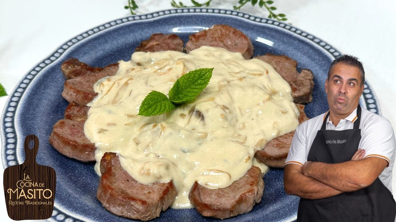 solomillo de cerdo en salsa roquefort