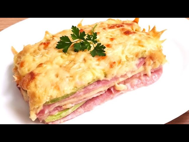 calabacín relleno de jamón york y queso al horno