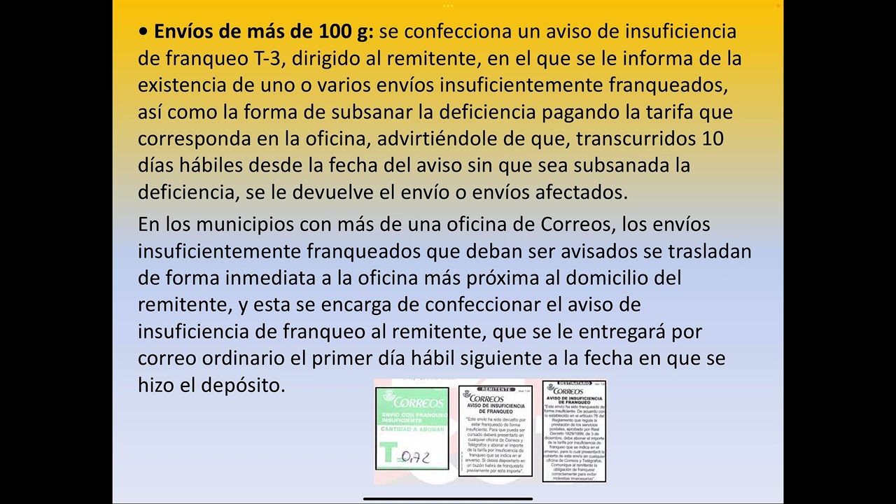 franqueo insuficiente correos