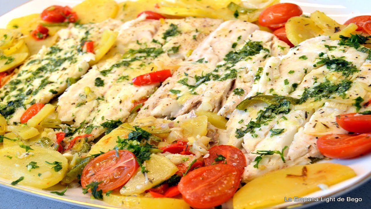 filetes de merluza al horno con verduras