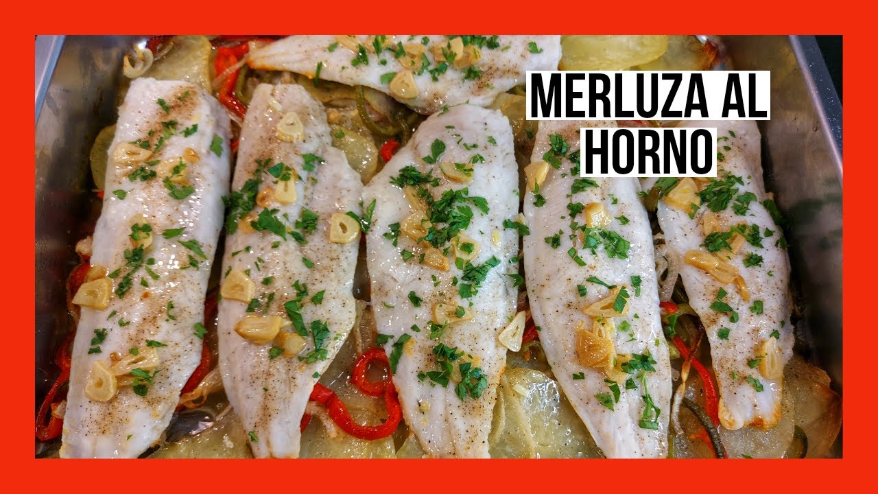 receta de merluza al horno con patatas cebolla y pimientos